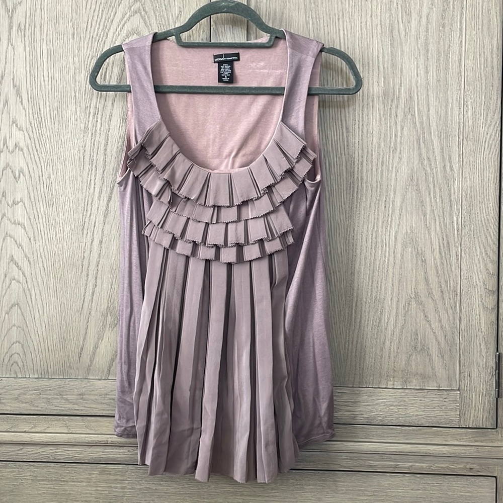 Moda International Pleated front knit back top, Size S